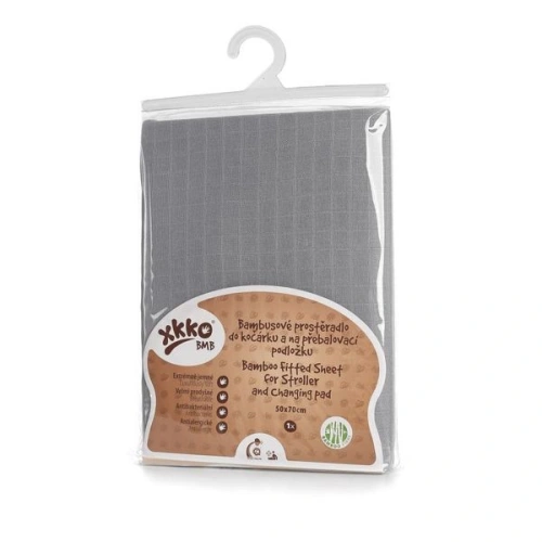 XKKO Bambusové prostěradlo s gumou 50x70 - Baby Grey