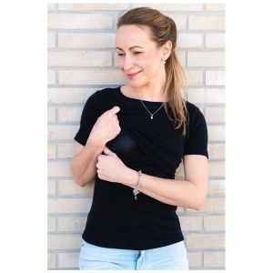 KRÁSNÁ MAMKA kojící tričko KR Love Merino černá (3)