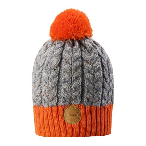REIMA dětská čepice Pohjola oranžová, šedá - 48/50 cm