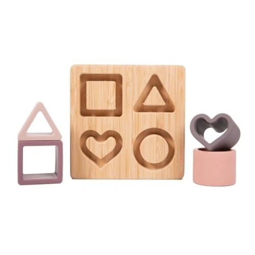 BO JUNGLE Vkládačka B-Bamboo + silikonové tvary Heart Pink