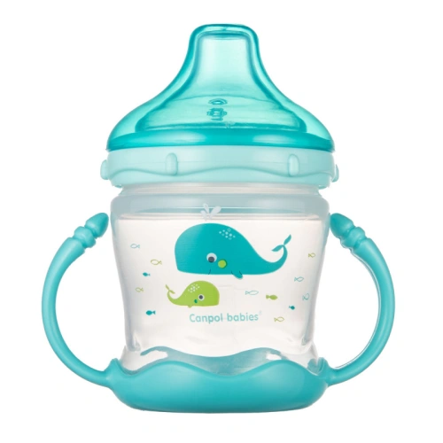 CANPOL BABIES Nevylévací hrneček se silikonovým pítkem LOVE&SEA 180ml
