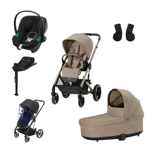 CYBEX akční set Balios S Lux + korba + autosedačka Aton B2+ báze + pláštěnka + adaptéry