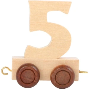 SMALL FOOT Vagónek dřevěné vláčkodráhy - přírodní číslice - číslo 5