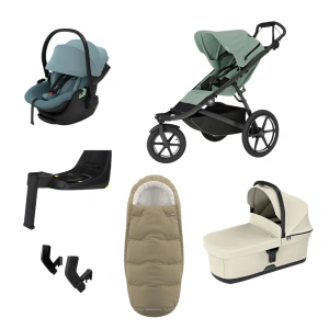 THULE Urban Glide 3 Mist Green magnetická spona + korba Soft Beige + autosedačka Maple Mid Blue + báze Alfi + fusak Elements M/L Faded Khaki + adaptér MC