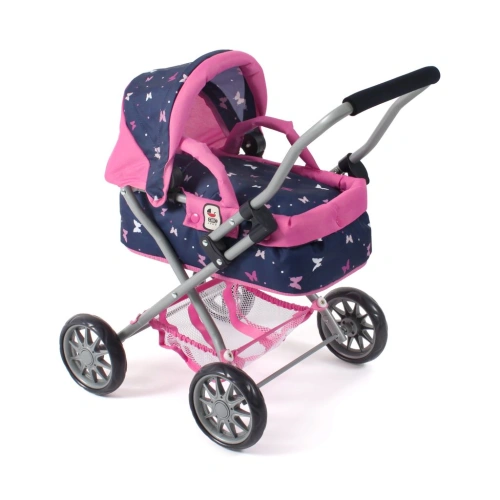 BAYER kočárek pro panenky Smarty 55533 Butterfly navy pink