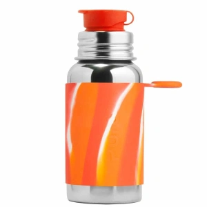 PURA Nerezová sportovní lahev 550 ml - oranžovo-bílá