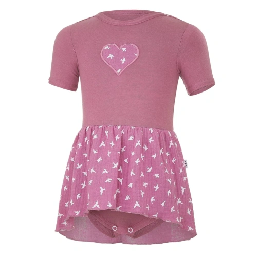 LITTLE ANGEL body šaty tenké KR Outlast® vlaštovky tmavě starorůžová