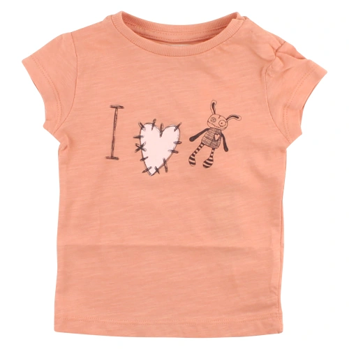 SMALL RAGS dívčí tričko s krátkým rukávem a potiskem - oranžové - 80 cm