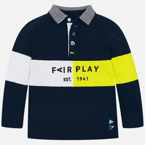 MAYORAL chlapecké tričko s límečkem Fairplay tmavě modré - 110 cm