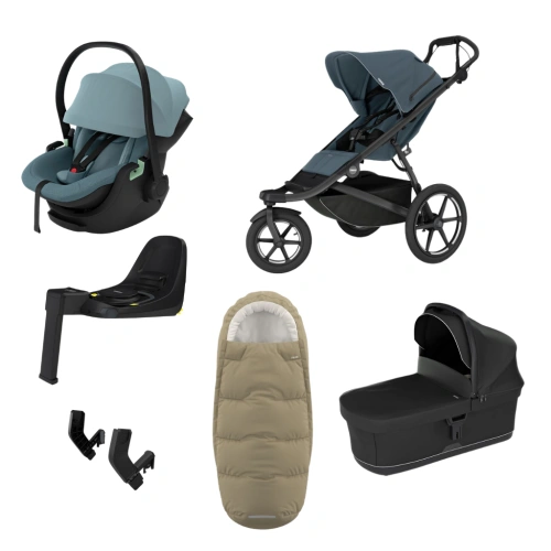 THULE Urban Glide 3 Dark Slate magnetická spona + korba Black + autosedačka Maple + báze Alfi + fusak Elements M/L + adaptér MC