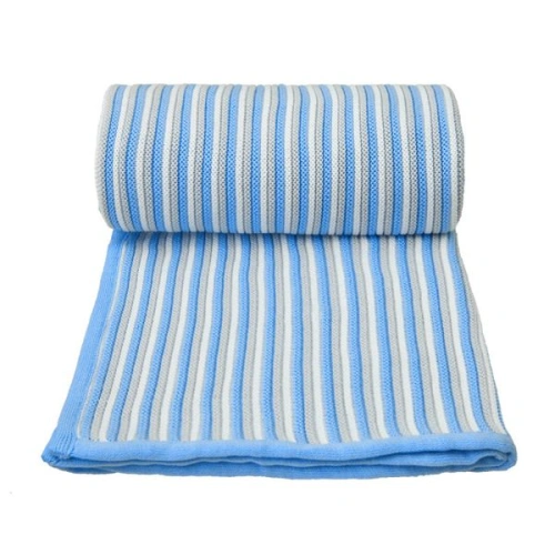 T-TOMI Dětská pletená deka spring bílo-modrá