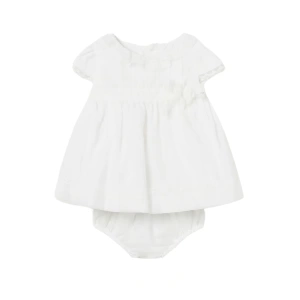 MAYORAL dívčí kojenecké šaty a kalhotky Mašlička bílá vel. 75 cm