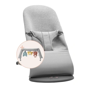 BABYBJÖRN lehátko Bouncer Bliss Light Grey/3D Jersey + hrazda textilní Soft Friends