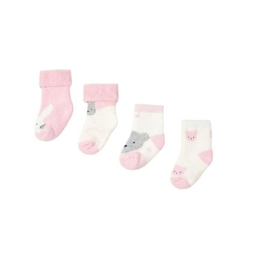 MAYORAL dívčí ponožky set 4 ks Zvířátka, růžová/ bílá