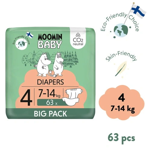 MOOMIN BABY eko plenky vel. 4 Maxi 7-14 kg (63 ks)