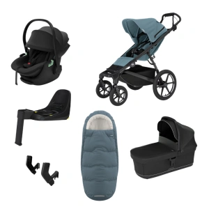 THULE Urban Glide 4-wheel Mid Blue magnetická spona + korba Black + autosedačka Maple + báze Alfi + fusak Elements M/L Dark Slate + adaptér MC