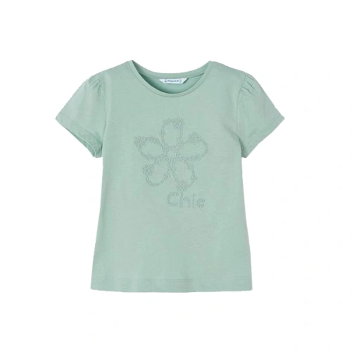 MAYORAL dívčí tričko KR výšivka květ zelená