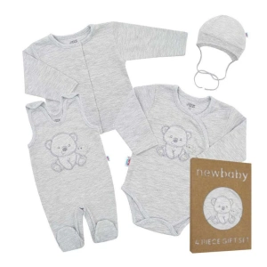 NEW BABY kojenecká soupravička do porodnice Sweet Bear šedá - 62 cm