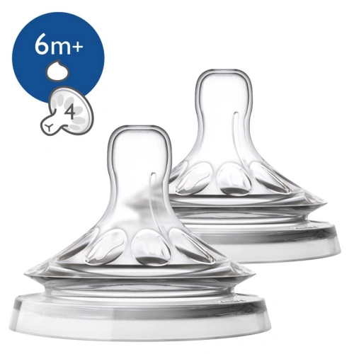 PHILIPS AVENT dudlík Natural Response rychlý průtok 6 na kaši 6m+, 2 ks