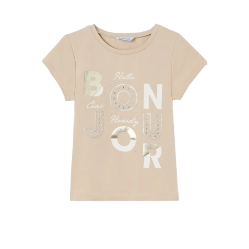 MAYORAL dívčí tričko KR Bonjour béžová
