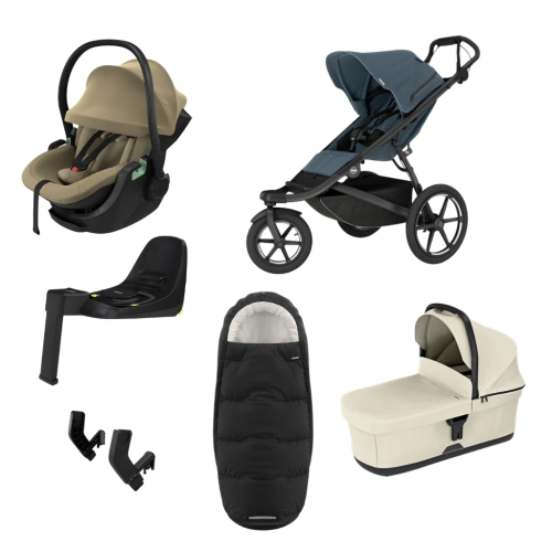 THULE Urban Glide 3 Dark Slate magnetická spona + korba Soft Beige + autosedačka Maple + báze Alfi + fusak Elements M/L + adaptér MC