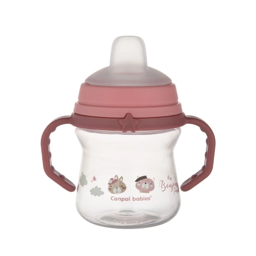 CANPOL BABIES hrneček se silikonovým pítkem FirstCup Bonjour Paris 150ml