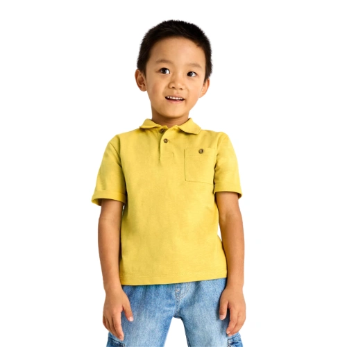 MAYORAL chlapecké tričko KR tenké s knoflíčky hořčicová