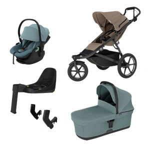 THULE Urban Glide 3 Tinted Taupe magnetická spona + korba Mid Blue + autosedačka Maple Mid Blue + báze Alfi + adaptér MC