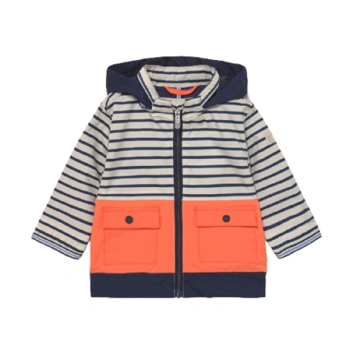 MAYORAL chlapecká jarní bunda s kapucí, modrá/bílá/oranžová