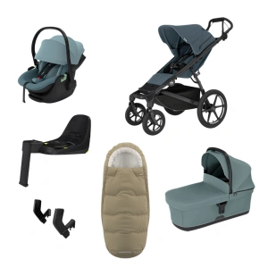 THULE Urban Glide 4-wheel Dark Slate magnetická spona + korba Mid Blue + autosedačka Maple + báze Alfi + fusak Elements M/L + adaptér MC (48)