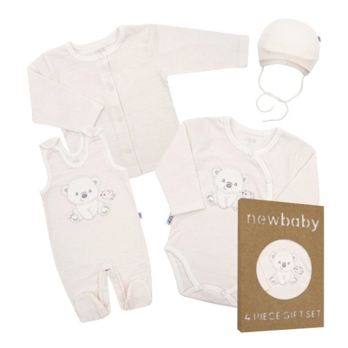 NEW BABY kojenecká soupravička do porodnice Sweet Bear béžová - 62 cm