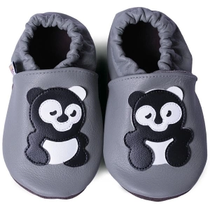 AFELO kožené capáčky Panda na šedé 12-18M AFELO kožené capáčky Panda na šedé 12-18M