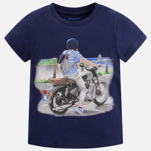 MAYORAL chlapecké tričko s krátkým rukávem a potiskem - tmavě modré