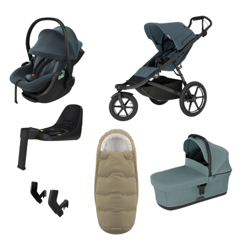 THULE Urban Glide 3 Dark Slate magnetická spona + korba Mid Blue + autosedačka Maple + báze Alfi + fusak Elements M/L + adaptér MC