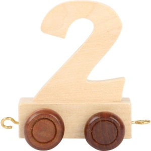 SMALL FOOT Vagónek dřevěné vláčkodráhy - přírodní číslice - číslo 2