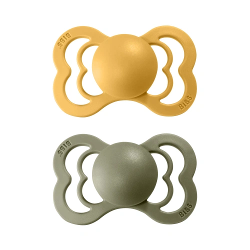 BIBS Supreme dudlík z přírodního kaučuku 2 ks Honey Bee / Olive - velikost 1 (0-6m.)