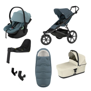 THULE Urban Glide 3 Dark Slate magnetická spona + korba Soft Beige + autosedačka Maple + báze Alfi + fusak Elements M/L + adaptér MC (45)
