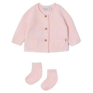 MAYORAL Dívčí set svetřík a ponožky newborn růžová - 60 cm