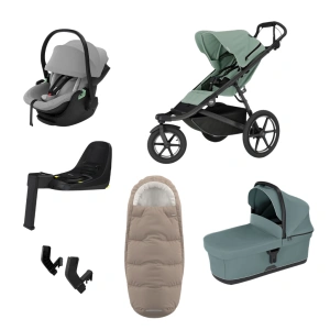 THULE Urban Glide 3 Mist Green magnetická spona + korba Mid Blue + autosedačka Maple + báze Alfi + fusak Elements M/L + adaptér MC (57)