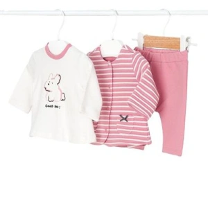 MAYORAL dívčí 3dílný set kabátek, tričko DR, legíny pejsek, růžová/bílá - 65 cm