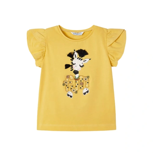 MAYORAL dívčí triko s volány Zebra KR žlutá