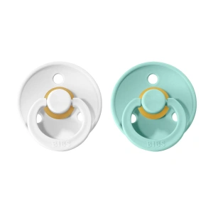 BIBS Colour dudlík z přírodního kaučuku 2 ks White / Mint - velikost 1 (0-6m.)