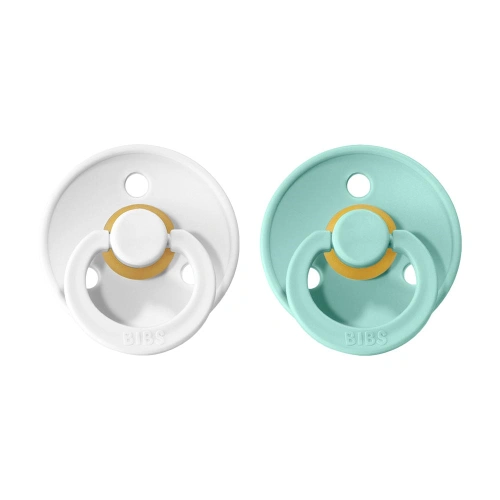 BIBS Colour dudlík z přírodního kaučuku 2 ks White / Mint - velikost 1 (0-6m.)