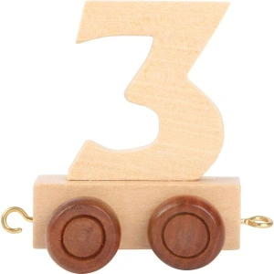 SMALL FOOT Vagónek dřevěné vláčkodráhy - přírodní číslice - číslo 3