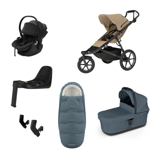 THULE Urban Glide 3 Gentle Beige magnetická spona + korba Dark Slate + autosedačka Maple + báze Alfi + fusak Elements M/L + adaptér MC