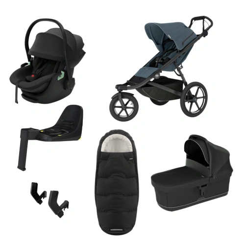 THULE Urban Glide 3 Dark Slate magnetická spona + korba Black + autosedačka Maple + báze Alfi + fusak Elements M/L + adaptér MC