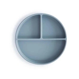 MUSHIE dělený silikonový talíř s přísavkou Powder Blue