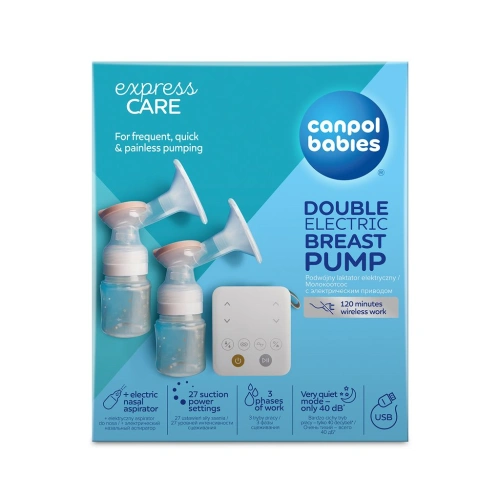 CANPOL BABIES dvojitá elektrická odsávačka mateřského mléka 2v1 s nosním nástavcem ExpressCare