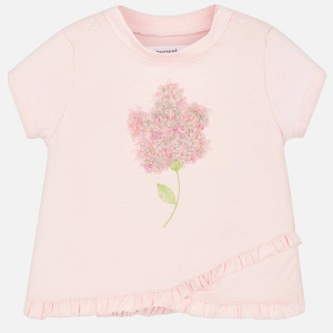 MAYORAL dívčí tričko KR s aplikací květ růžová - 80 cm