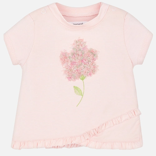MAYORAL dívčí tričko KR s aplikací květ růžová